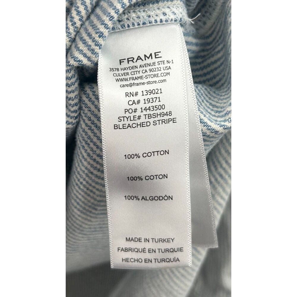 Frame Oversized Striped Cotton Poplin Shirt Chore Bleached Denim Size S - Picture 4 of 5